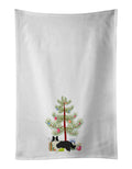 Border Collie Christmas Tree Kitchen Towel Set of 2 White Dish Towels Decorative Bathroom Hand towel for Hand, Face, Hair, Yoga, Tea, Dishcloth, 19 X 28", White