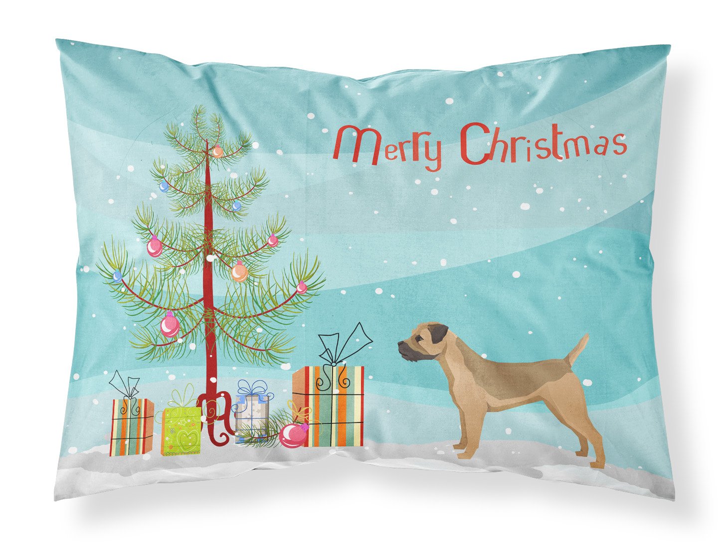 Border Terrier Christmas Tree Standard Pillowcase Lightweight Super Soft Easy Care Decorative Artwork Pillowcase, Standard