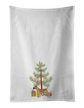 Border Terrier Christmas Tree Kitchen Towel Set of 2 White Dish Towels Decorative Bathroom Hand towel for Hand, Face, Hair, Yoga, Tea, Dishcloth, 19 X 28", White
