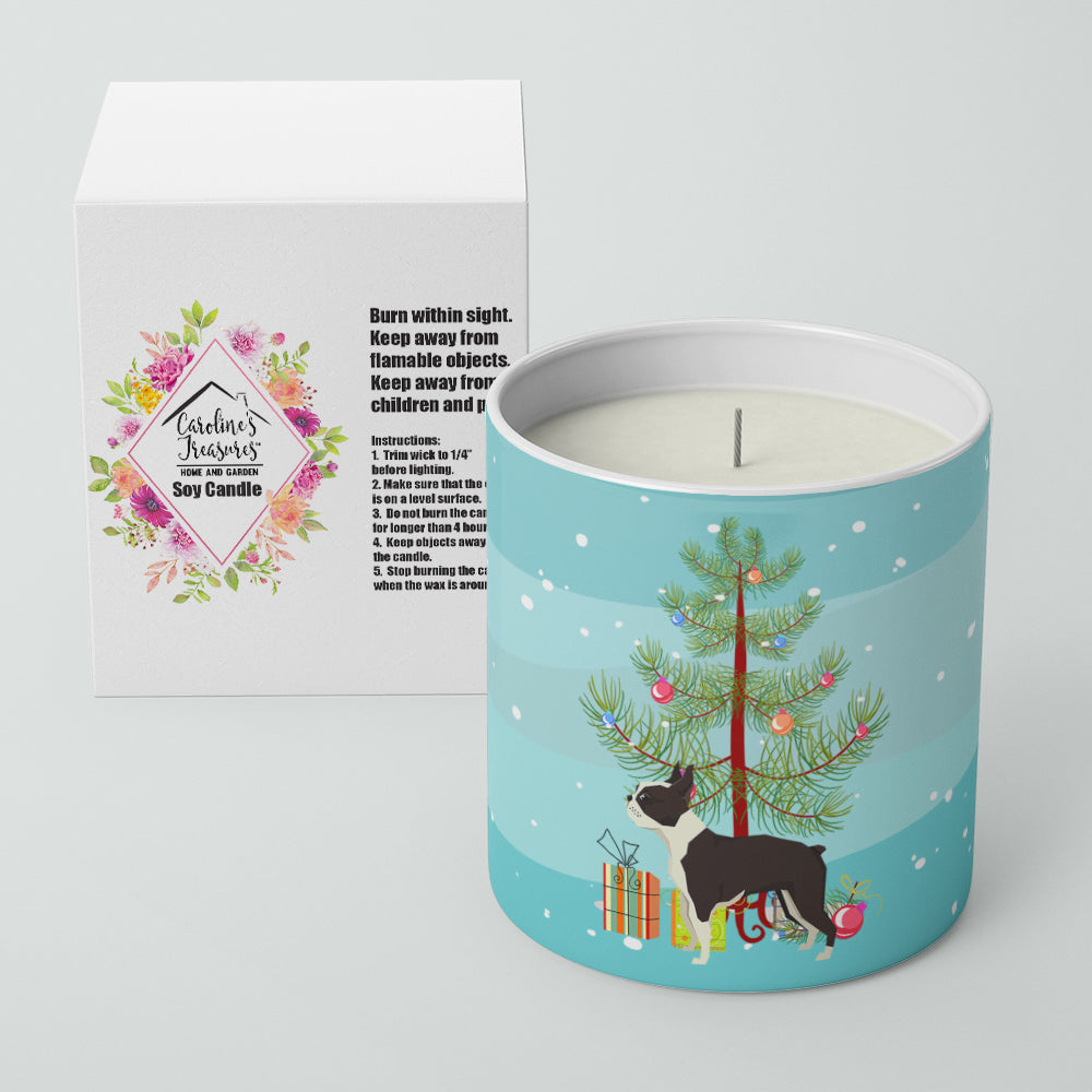 Boston Terrier Christmas Tree Decorative Soy Candle Nature Soy Wax Essential Oil Home Decor Ideal for Bedroom Kitchen Bath Office Gift, 10 oz