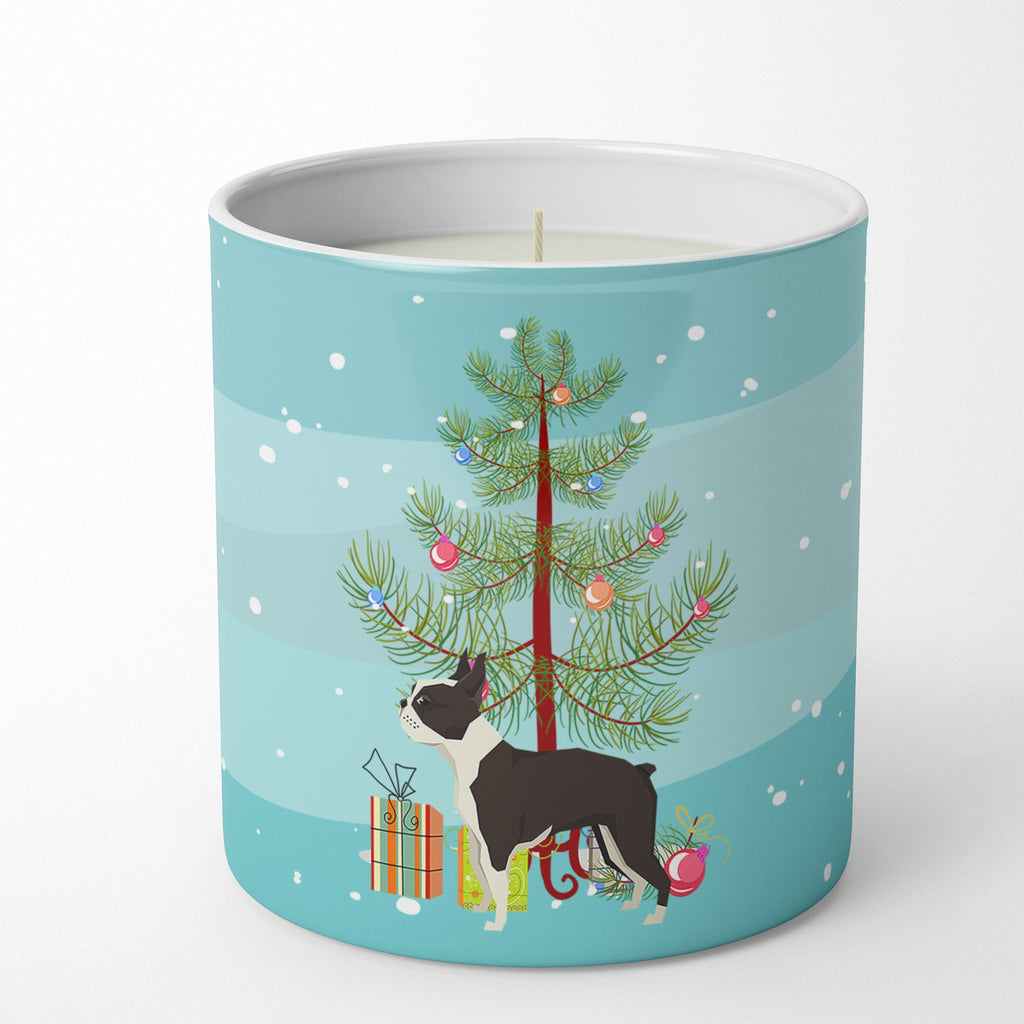 Boston Terrier Christmas Tree Decorative Soy Candle Nature Soy Wax Essential Oil Home Decor Ideal for Bedroom Kitchen Bath Office Gift, 10 oz