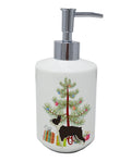 Boston Terrier Christmas Tree Ceramic Soap Dispenser , Empty Refillable Hand Soap Pump Bottle for Bathroom Kitchen