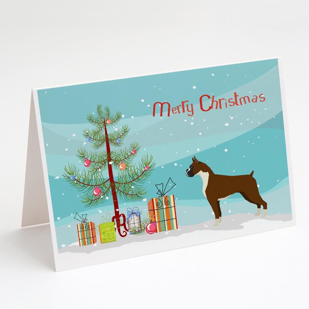 Boxer Christmas Tree Greeting Cards Pack of 8 Blank Cards with Envelopes Whimsical A7 Size 5x7