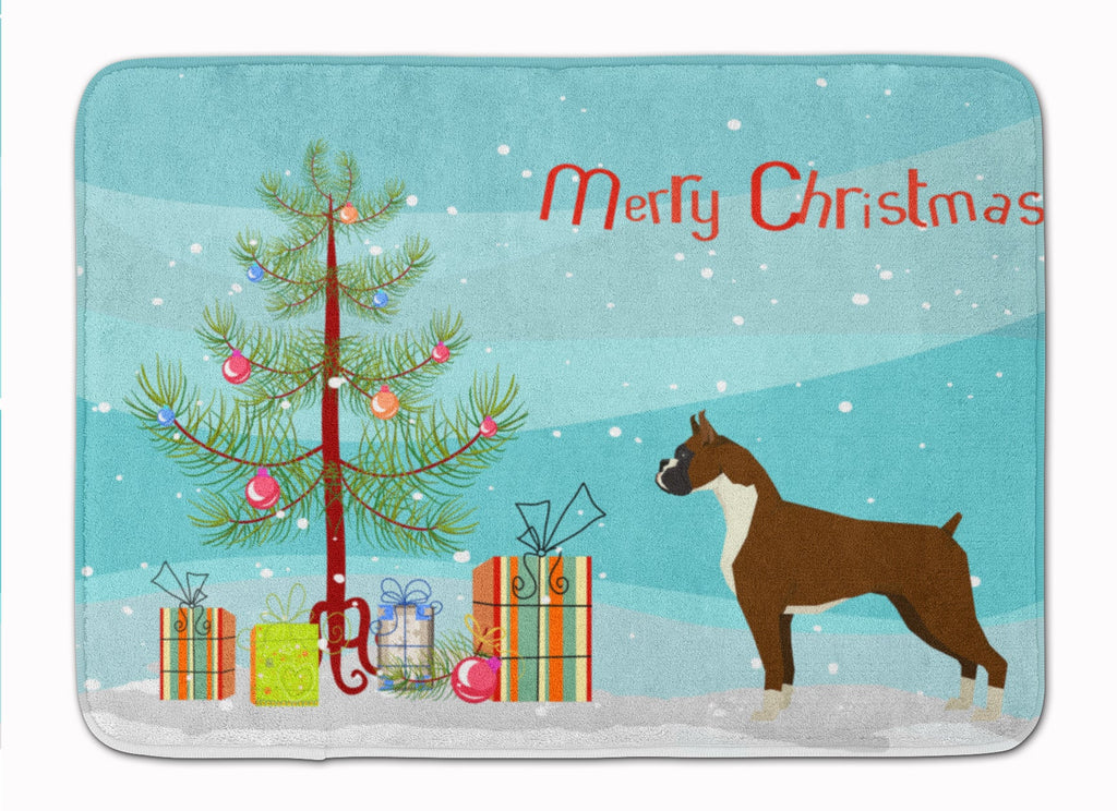 Boxer Christmas Tree Memory Foam Kitchen Mat Machine Washable Anti-Fatigue Cushion Comfort Bath or Kitchen Rug