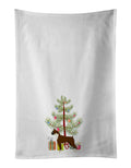 Boxer Christmas Tree Kitchen Towel Set of 2 White Dish Towels Decorative Bathroom Hand towel for Hand, Face, Hair, Yoga, Tea, Dishcloth, 19 X 28", White