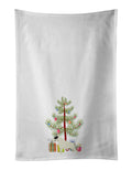 Black and White Bull Terrier Christmas Tree Kitchen Towel Set of 2 White Dish Towels Decorative Bathroom Hand towel for Hand, Face, Hair, Yoga, Tea, Dishcloth, 19 X 28", White