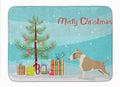 Fawn and White Bull Terrier Christmas Tree Memory Foam Kitchen Mat Machine Washable Anti-Fatigue Cushion Comfort Bath or Kitchen Rug