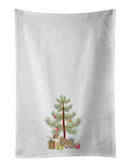 Fawn and White Bull Terrier Christmas Tree Kitchen Towel Set of 2 White Dish Towels Decorative Bathroom Hand towel for Hand, Face, Hair, Yoga, Tea, Dishcloth, 19 X 28", White