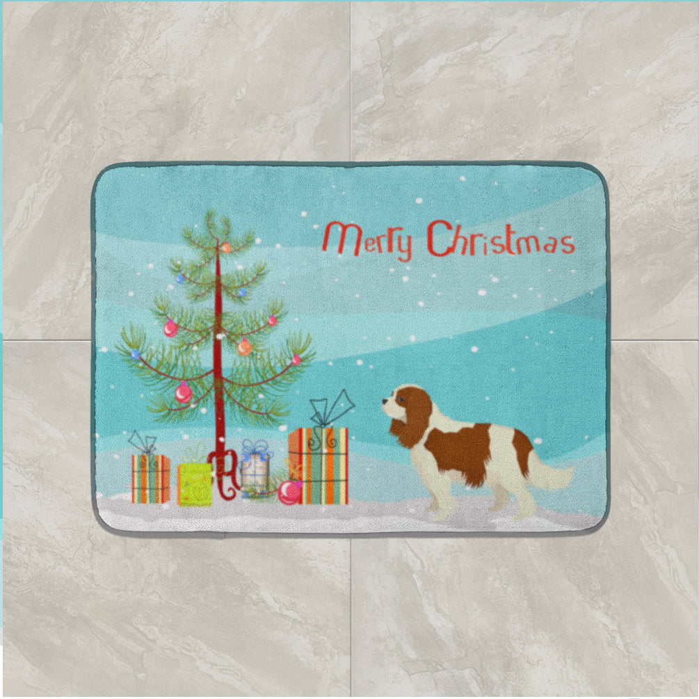 Cavalier Spaniel Christmas Tree Memory Foam Kitchen Mat Machine Washable Anti-Fatigue Cushion Comfort Bath or Kitchen Rug