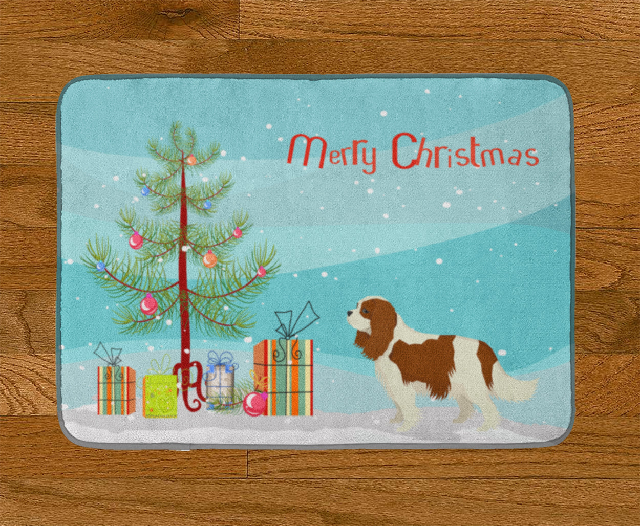 Cavalier Spaniel Christmas Tree Memory Foam Kitchen Mat Machine Washable Anti-Fatigue Cushion Comfort Bath or Kitchen Rug