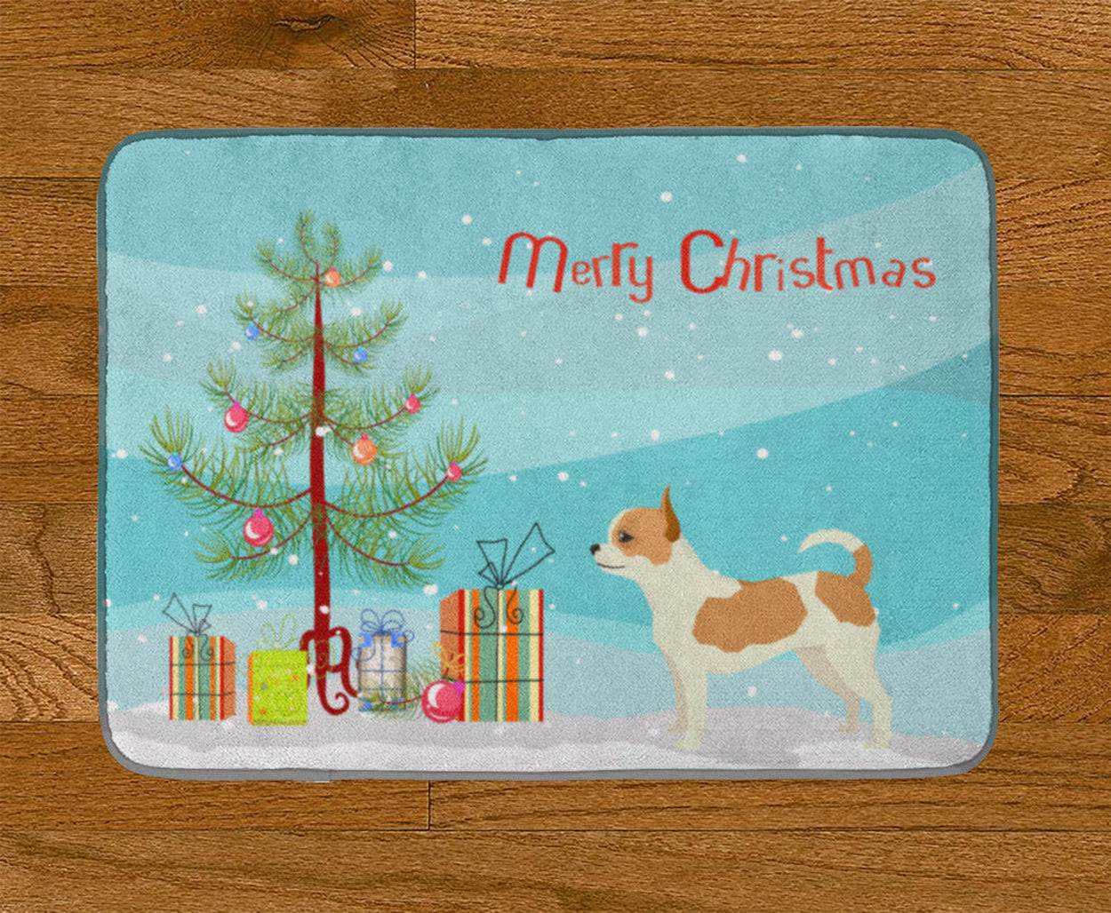Chihuahua Christmas Tree Memory Foam Kitchen Mat Machine Washable Anti-Fatigue Cushion Comfort Bath or Kitchen Rug