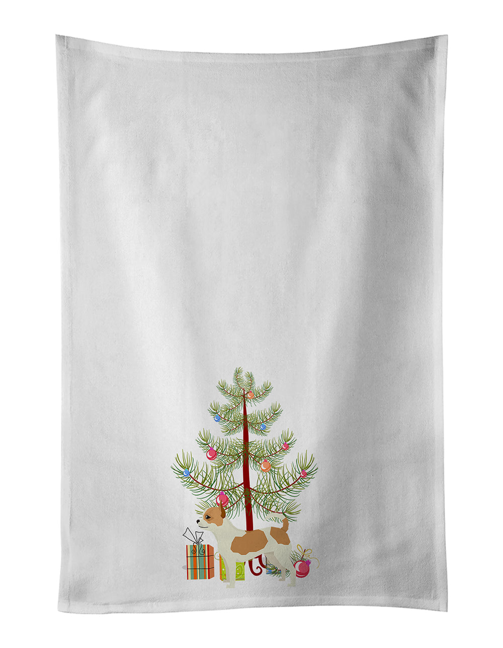 Chihuahua Christmas Tree Kitchen Towel Set of 2 White Dish Towels Decorative Bathroom Hand towel for Hand, Face, Hair, Yoga, Tea, Dishcloth, 19 X 28", White