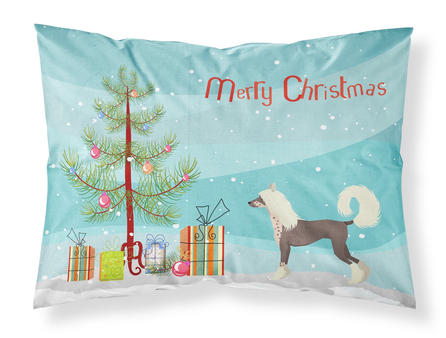 Chinese Crested Christmas Tree Standard Pillowcase Lightweight Super Soft Easy Care Decorative Artwork Pillowcase, Standard