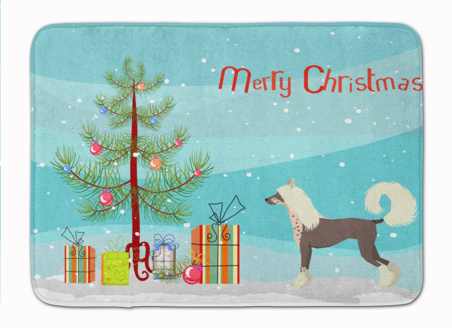 Chinese Crested Christmas Tree Memory Foam Kitchen Mat Machine Washable Anti-Fatigue Cushion Comfort Bath or Kitchen Rug