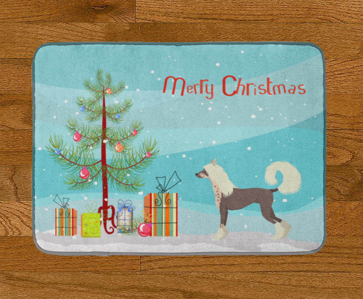 Chinese Crested Christmas Tree Memory Foam Kitchen Mat Machine Washable Anti-Fatigue Cushion Comfort Bath or Kitchen Rug