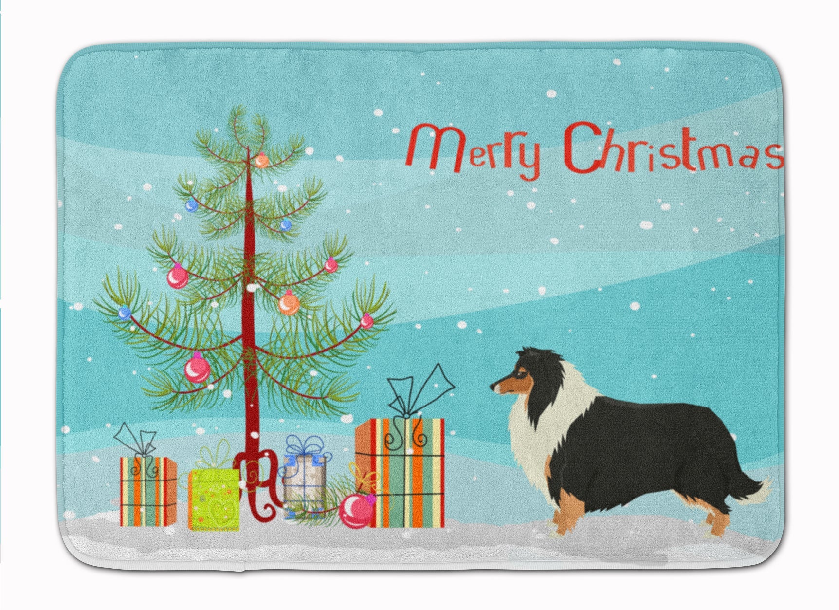 Collie Christmas Tree Memory Foam Kitchen Mat Machine Washable Anti-Fatigue Cushion Comfort Bath or Kitchen Rug