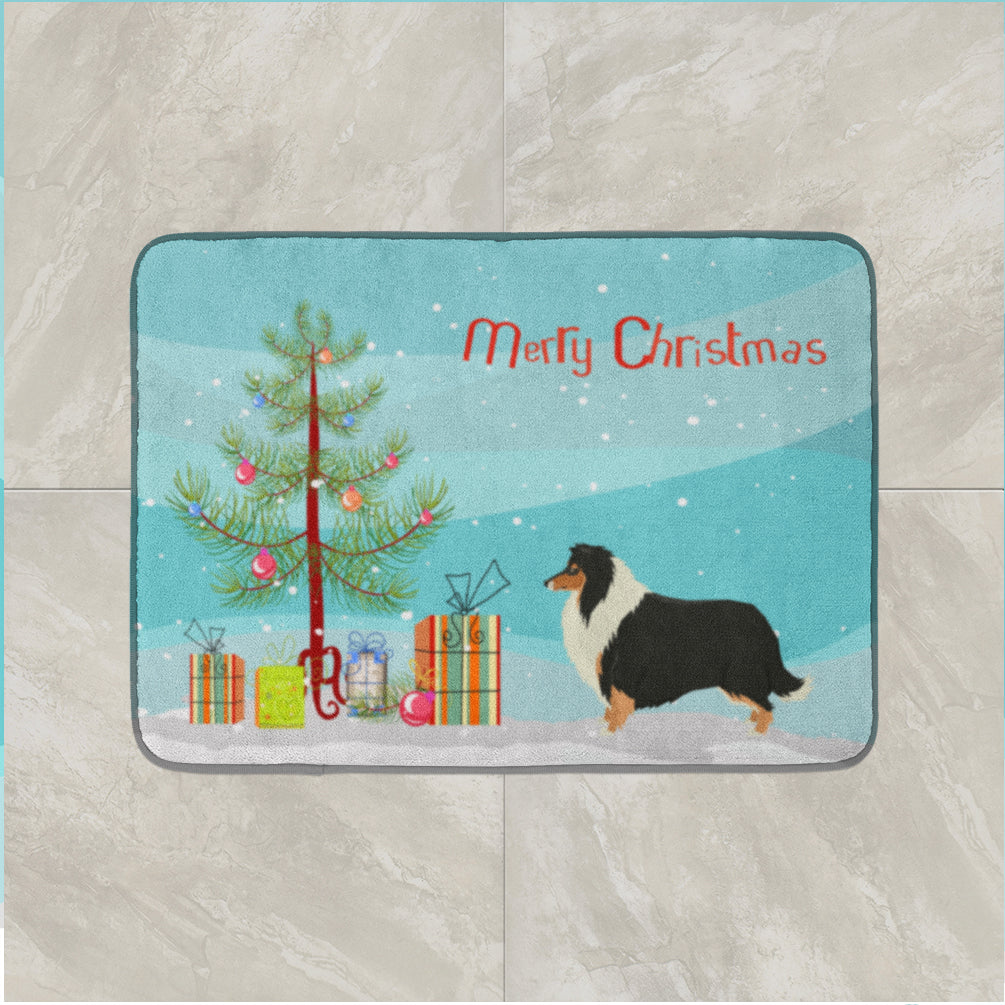 Collie Christmas Tree Memory Foam Kitchen Mat Machine Washable Anti-Fatigue Cushion Comfort Bath or Kitchen Rug