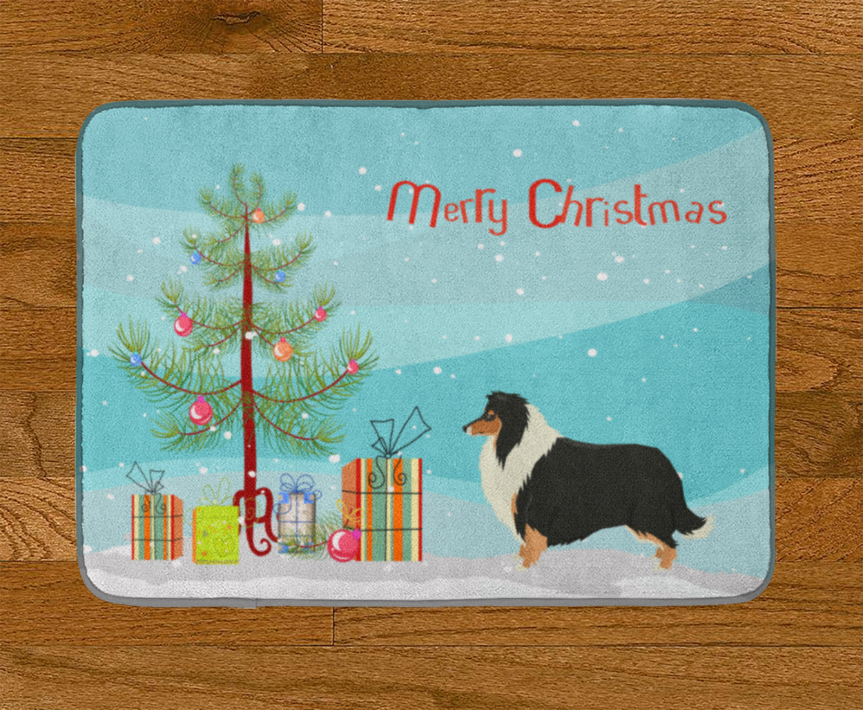 Collie Christmas Tree Memory Foam Kitchen Mat Machine Washable Anti-Fatigue Cushion Comfort Bath or Kitchen Rug