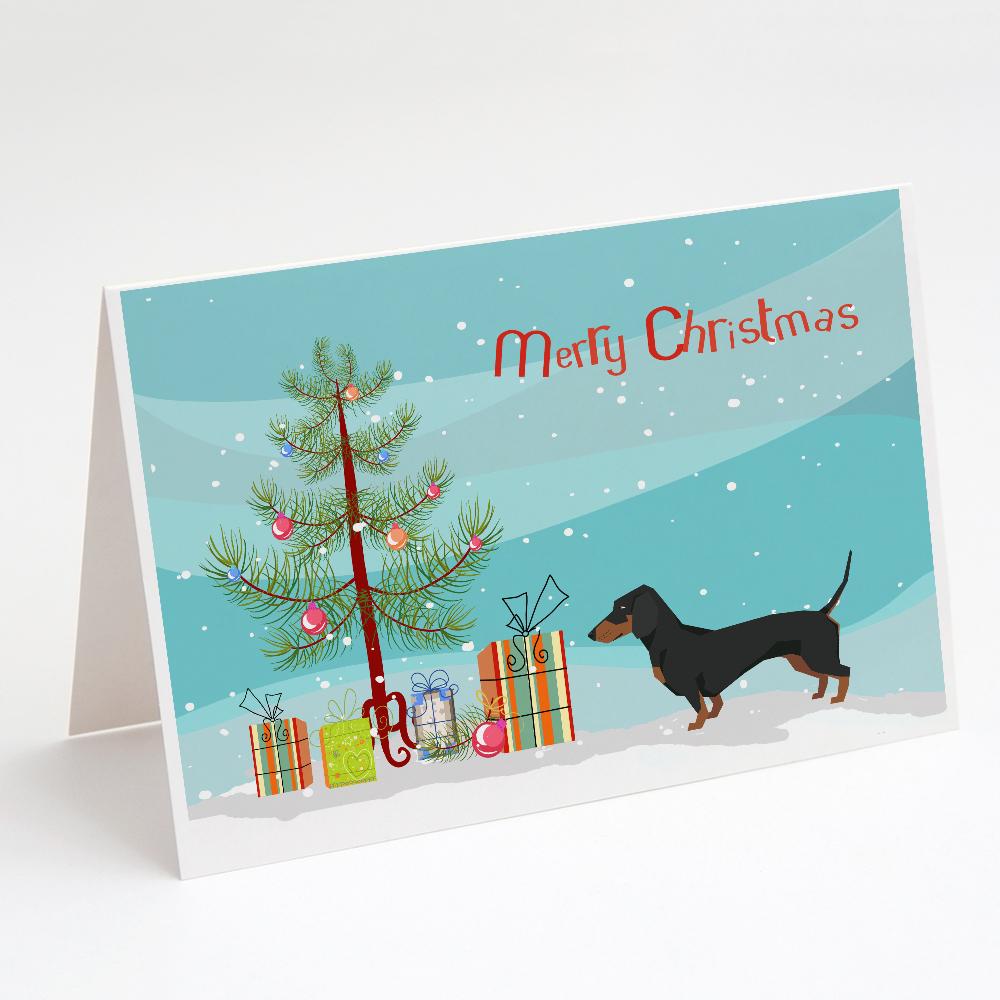 Dachshund Christmas Tree Greeting Cards Pack of 8 Blank Cards with Envelopes Whimsical A7 Size 5x7