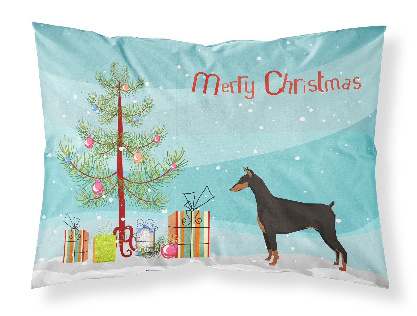 Doberman Pinscher Christmas Tree Standard Pillowcase Lightweight Super Soft Easy Care Decorative Artwork Pillowcase, Standard