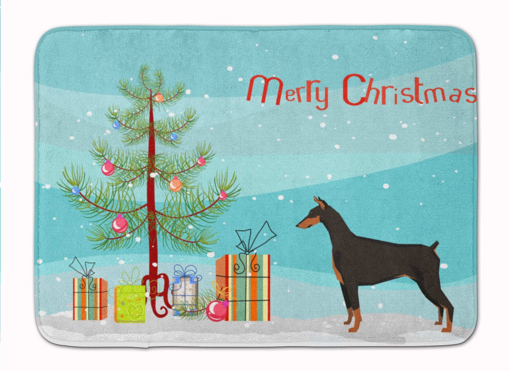 Doberman Pinscher Christmas Tree Memory Foam Kitchen Mat Machine Washable Anti-Fatigue Cushion Comfort Bath or Kitchen Rug
