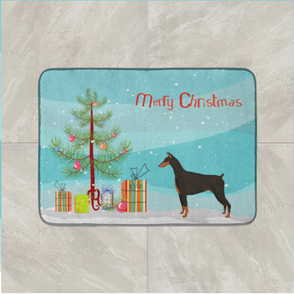 Doberman Pinscher Christmas Tree Memory Foam Kitchen Mat Machine Washable Anti-Fatigue Cushion Comfort Bath or Kitchen Rug