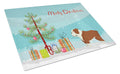 English Bulldog Christmas Tree Cutting Board Tempered Glass Kitchen Cutting Surface, Heat Resistant Chopping, Non-Slip Feet, Food Prep & Serving