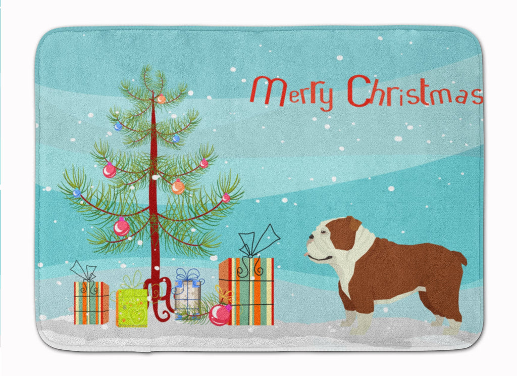 English Bulldog Christmas Tree Memory Foam Kitchen Mat Machine Washable Anti-Fatigue Cushion Comfort Bath or Kitchen Rug