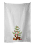 English Bulldog Christmas Tree Kitchen Towel Set of 2 White Dish Towels Decorative Bathroom Hand towel for Hand, Face, Hair, Yoga, Tea, Dishcloth, 19 X 28", White