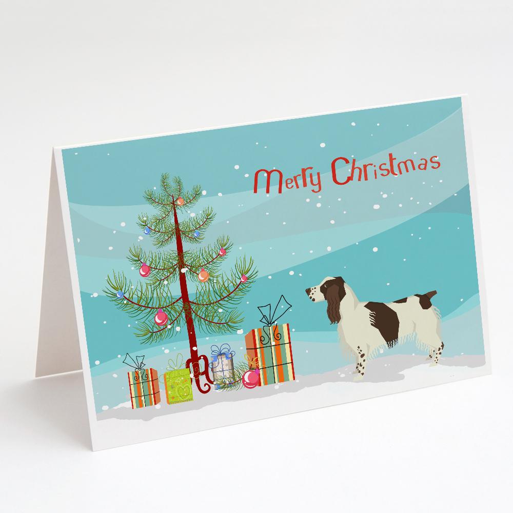 English Springer Spaniel Christmas Tree Greeting Cards Pack of 8 Blank Cards with Envelopes Whimsical A7 Size 5x7