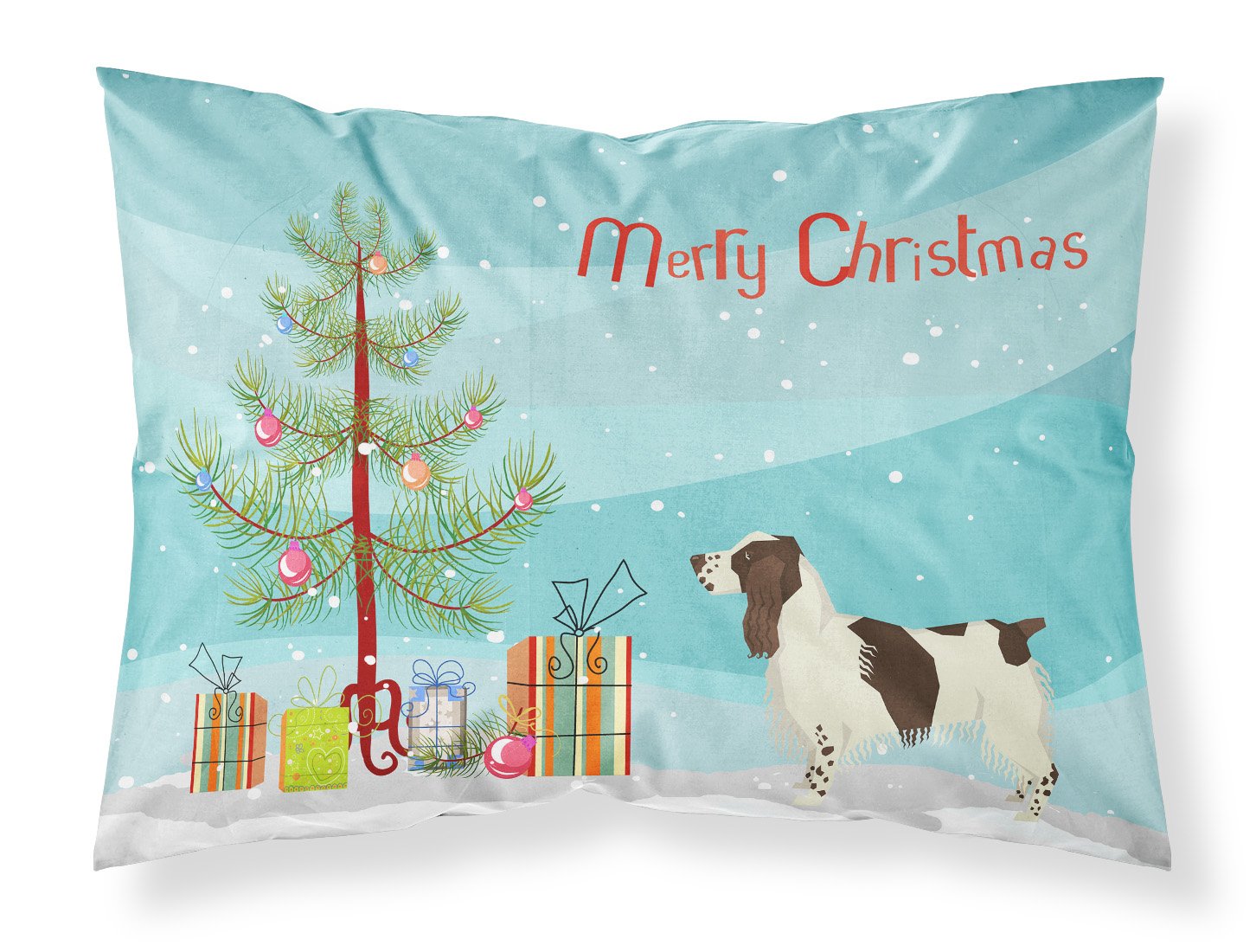 English Springer Spaniel Christmas Tree Standard Pillowcase Lightweight Super Soft Easy Care Decorative Artwork Pillowcase, Standard