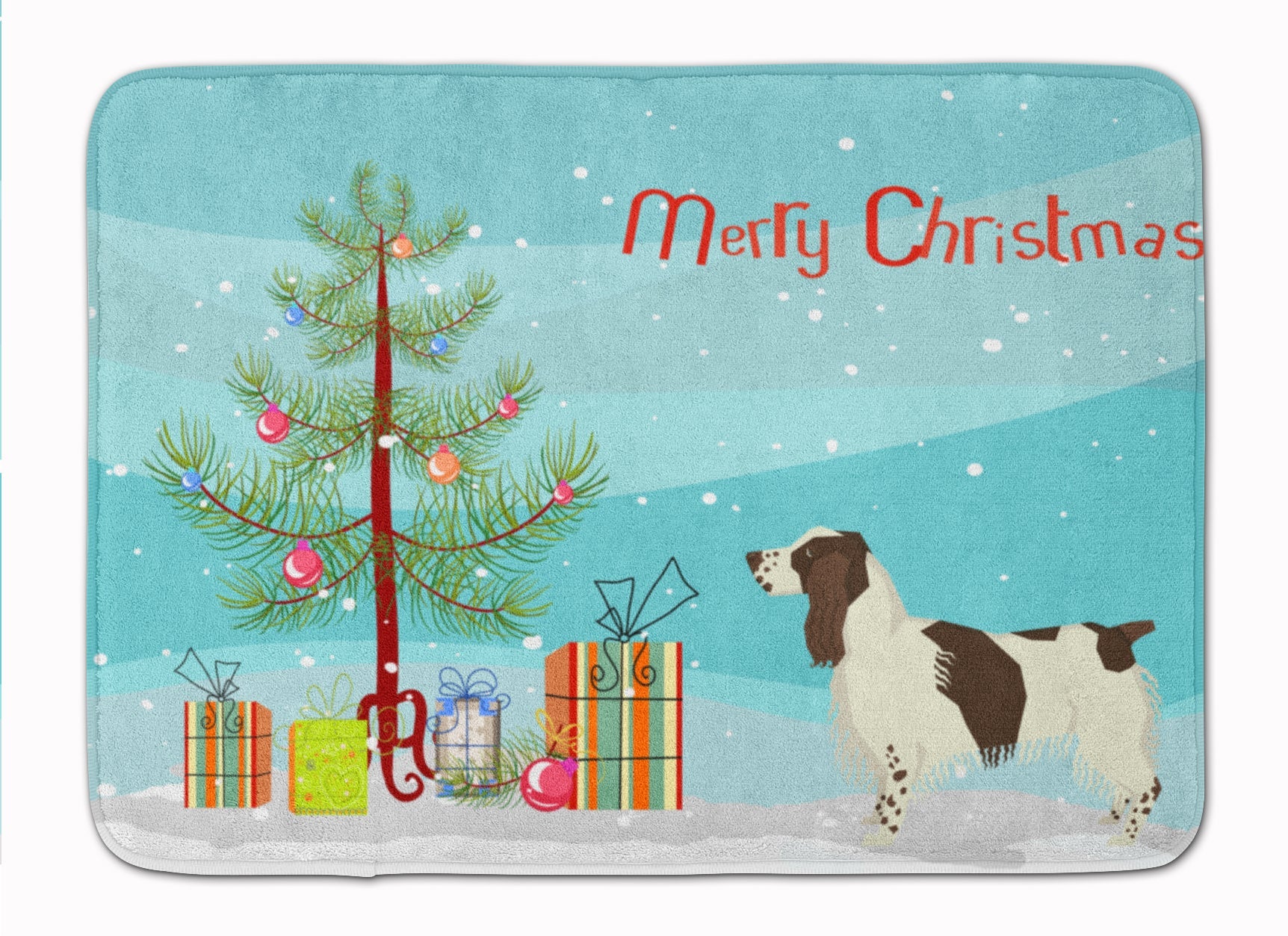 English Springer Spaniel Christmas Tree Memory Foam Kitchen Mat Machine Washable Anti-Fatigue Cushion Comfort Bath or Kitchen Rug