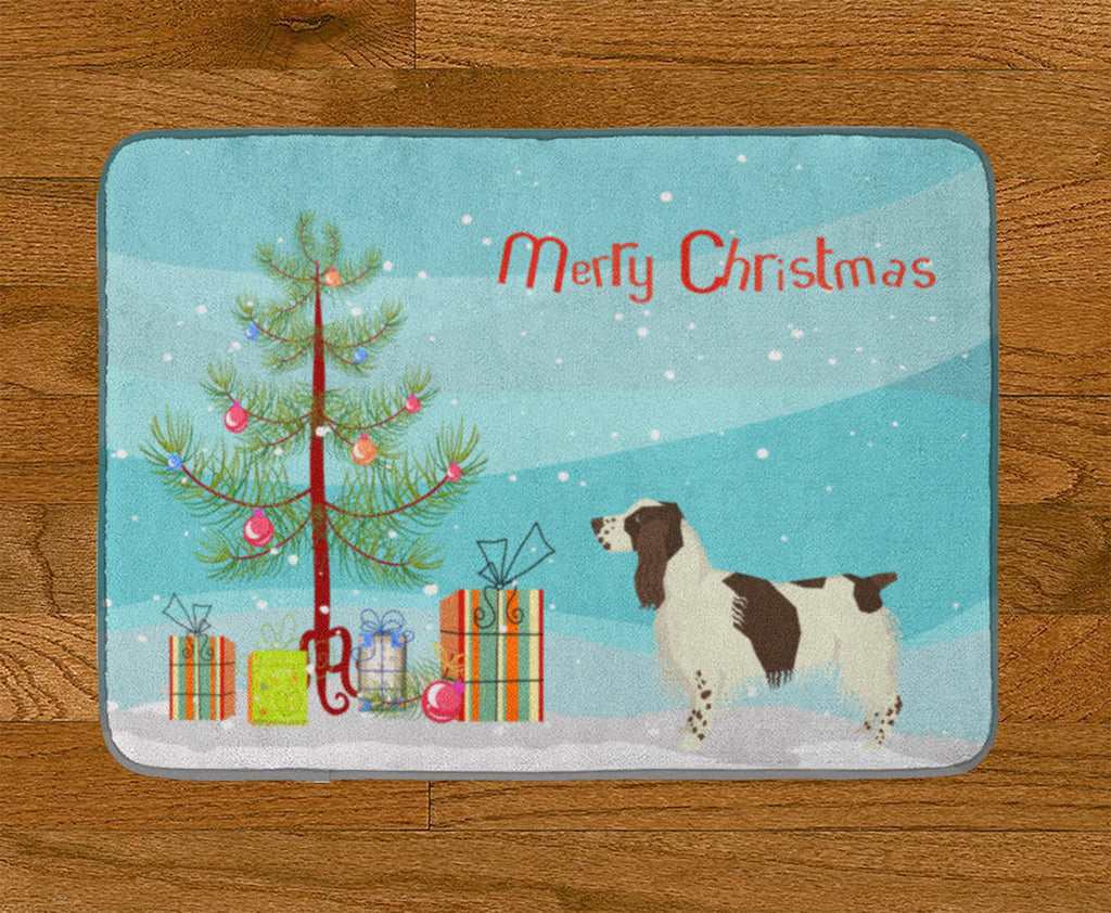 English Springer Spaniel Christmas Tree Memory Foam Kitchen Mat Machine Washable Anti-Fatigue Cushion Comfort Bath or Kitchen Rug