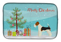 Fox Terrier Christmas Tree Dish Drying Mat Absorbent Dish Drying Mat Pad for Kitchen Counter Dish Drainer Mat for Countertop, 14 x 21", Multicolor