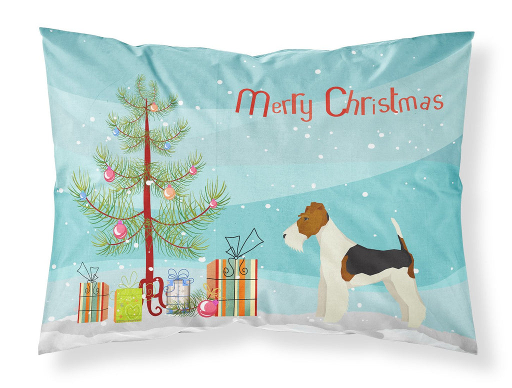 Fox Terrier Christmas Tree Standard Pillowcase Lightweight Super Soft Easy Care Decorative Artwork Pillowcase, Standard