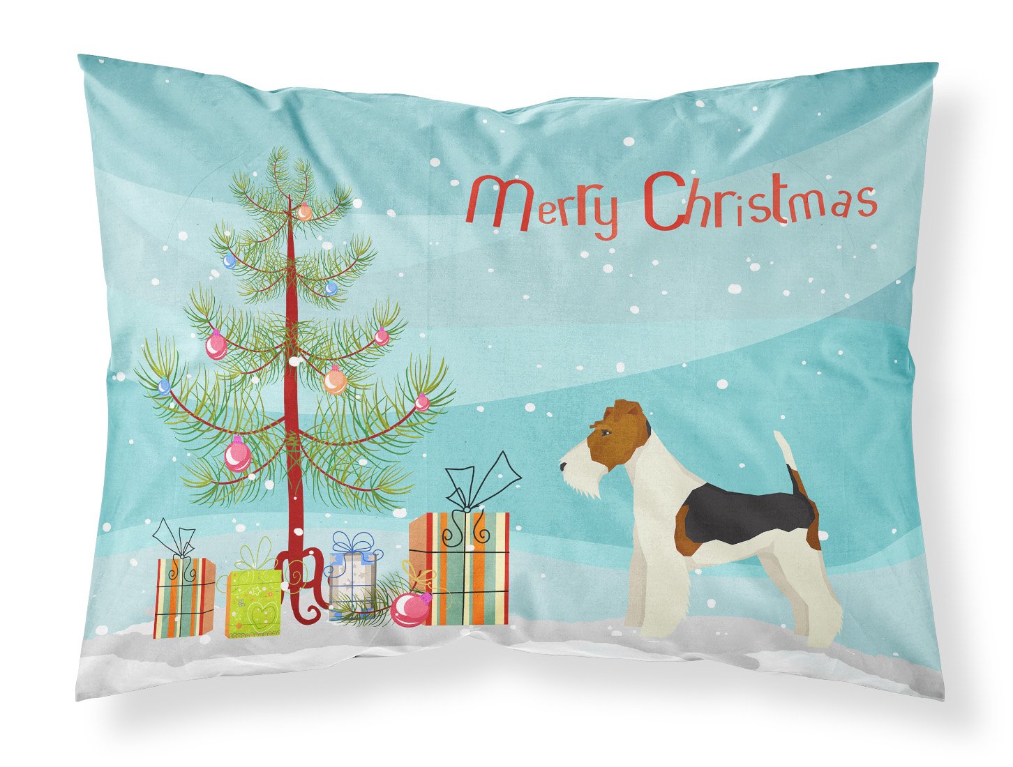 Fox Terrier Christmas Tree Standard Pillowcase Lightweight Super Soft Easy Care Decorative Artwork Pillowcase, Standard