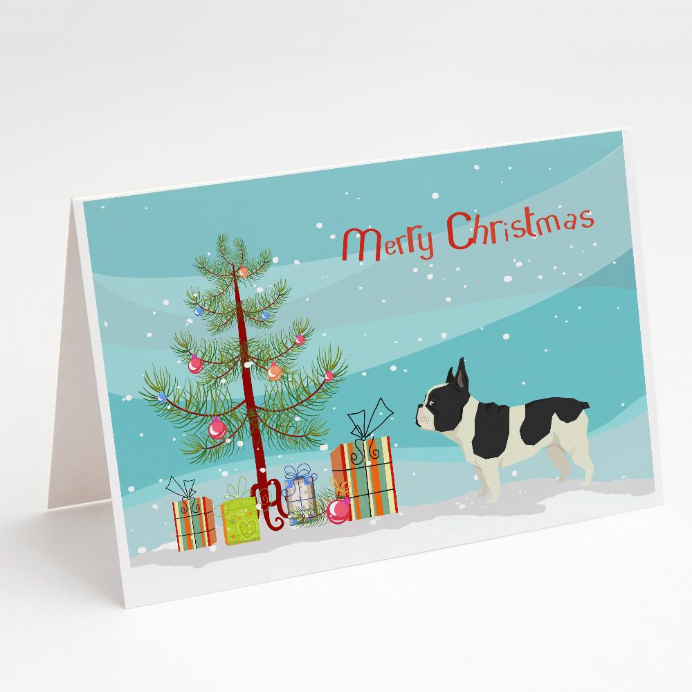 French Bulldog Christmas Tree Greeting Cards Pack of 8 Blank Cards with Envelopes Whimsical A7 Size 5x7