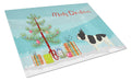 French Bulldog Christmas Tree Cutting Board Tempered Glass Kitchen Cutting Surface, Heat Resistant Chopping, Non-Slip Feet, Food Prep & Serving