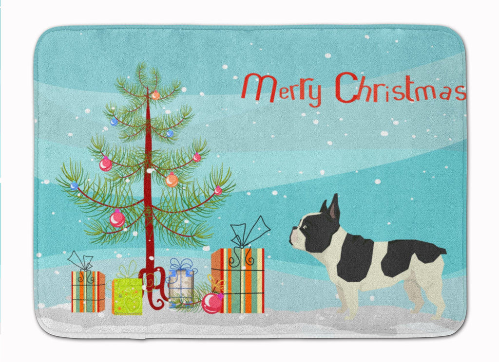 French Bulldog Christmas Tree Memory Foam Kitchen Mat Machine Washable Anti-Fatigue Cushion Comfort Bath or Kitchen Rug