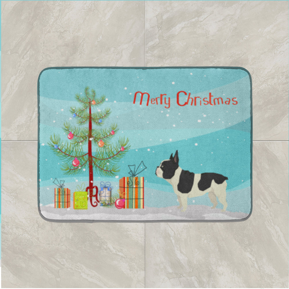 French Bulldog Christmas Tree Memory Foam Kitchen Mat Machine Washable Anti-Fatigue Cushion Comfort Bath or Kitchen Rug