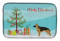 German Shepherd Christmas Tree Dish Drying Mat Absorbent Dish Drying Mat Pad for Kitchen Counter Dish Drainer Mat for Countertop, 14 x 21", Multicolor