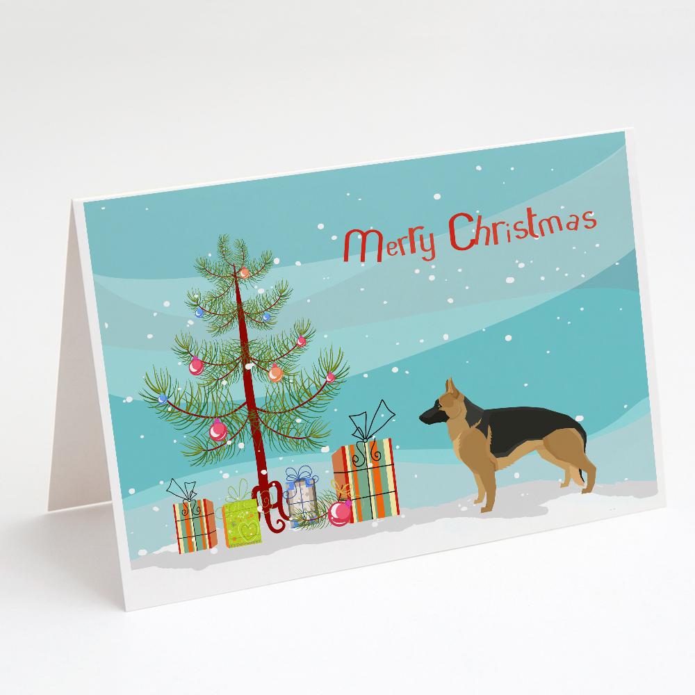 German Shepherd Christmas Tree Greeting Cards Pack of 8 Blank Cards with Envelopes Whimsical A7 Size 5x7