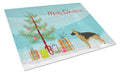 German Shepherd Christmas Tree Cutting Board Tempered Glass Kitchen Cutting Surface, Heat Resistant Chopping, Non-Slip Feet, Food Prep & Serving