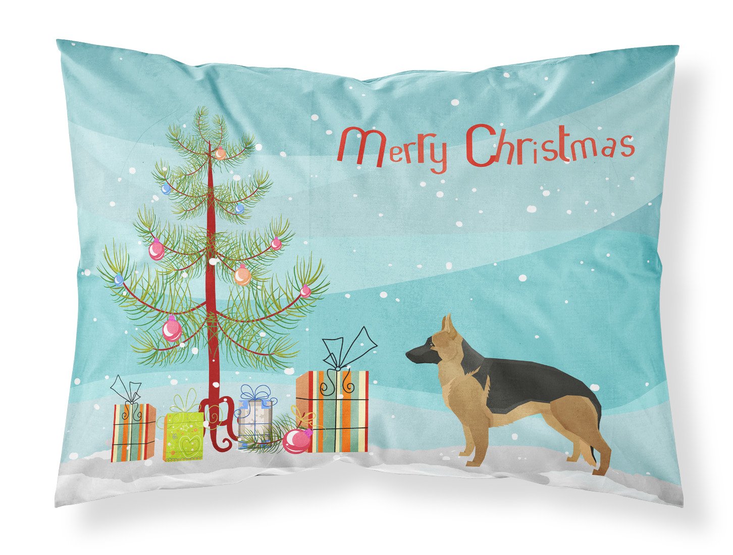 German Shepherd Christmas Tree Standard Pillowcase Lightweight Super Soft Easy Care Decorative Artwork Pillowcase, Standard