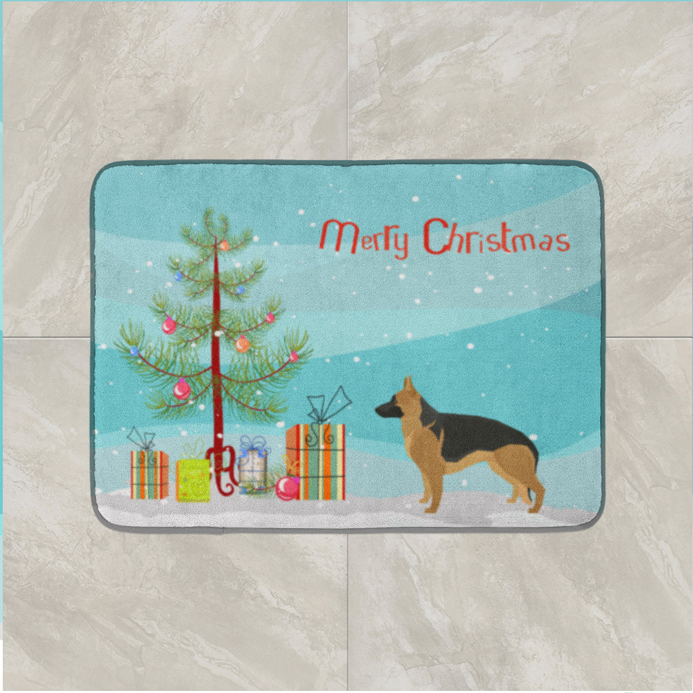 German Shepherd Christmas Tree Memory Foam Kitchen Mat Machine Washable Anti-Fatigue Cushion Comfort Bath or Kitchen Rug