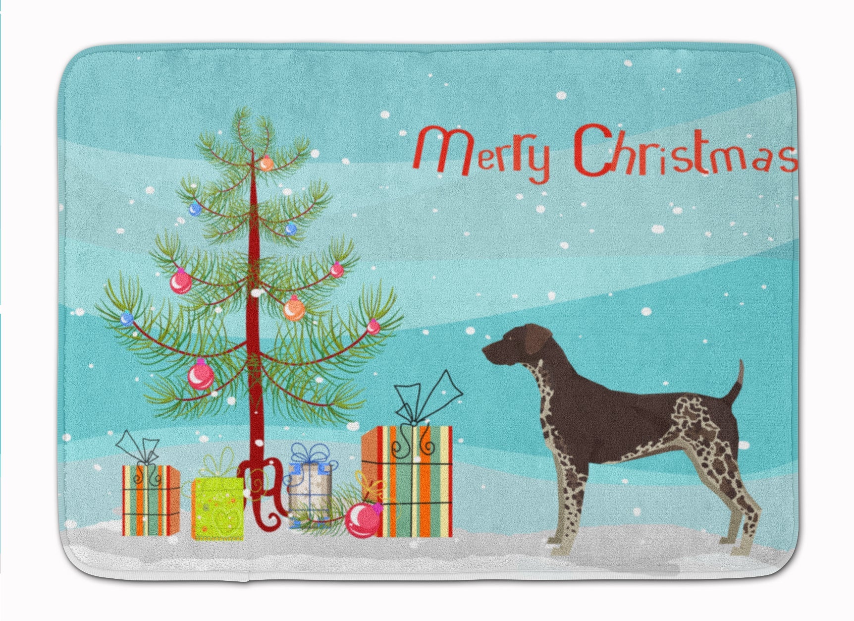 German Shorthaired Pointer Christmas Tree Memory Foam Kitchen Mat Machine Washable Anti-Fatigue Cushion Comfort Bath or Kitchen Rug