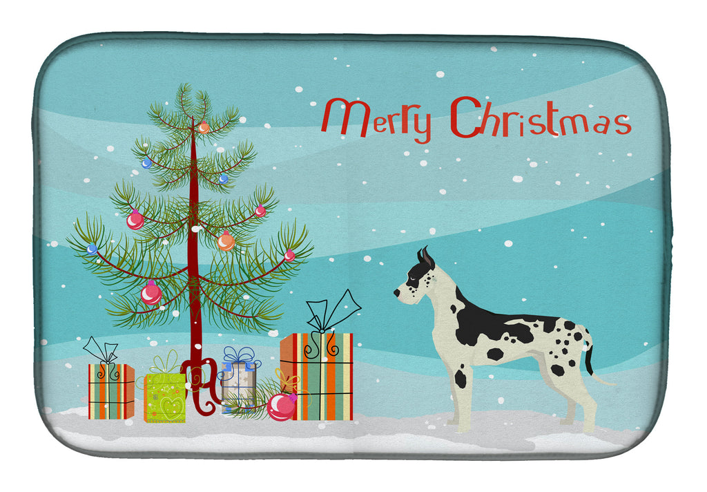Great Dane Christmas Tree Dish Drying Mat Absorbent Dish Drying Mat Pad for Kitchen Counter Dish Drainer Mat for Countertop, 14 x 21", Multicolor