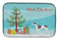 Greyhound Christmas Tree Dish Drying Mat Absorbent Dish Drying Mat Pad for Kitchen Counter Dish Drainer Mat for Countertop, 14 x 21", Multicolor