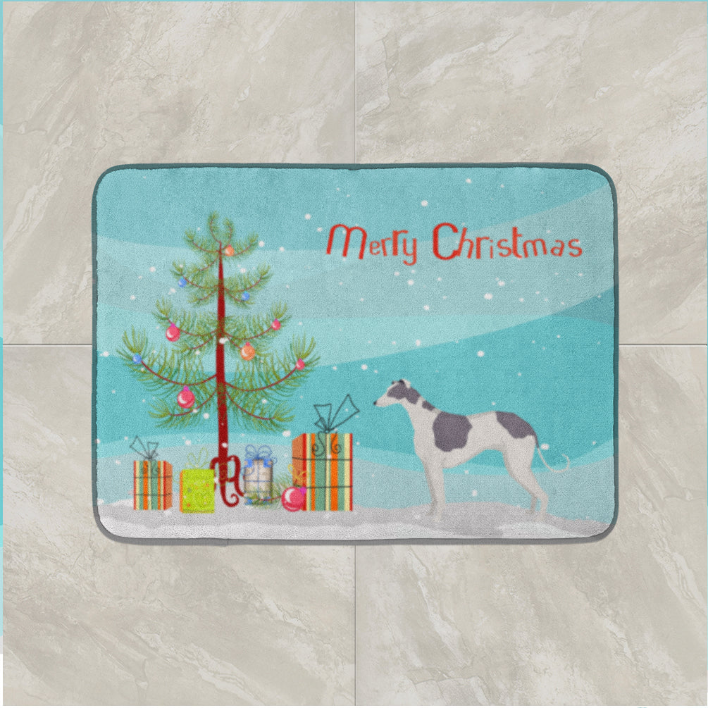 Greyhound Christmas Tree Memory Foam Kitchen Mat Machine Washable Anti-Fatigue Cushion Comfort Bath or Kitchen Rug