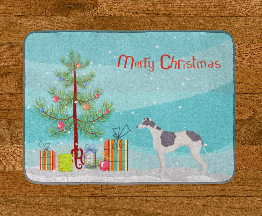 Greyhound Christmas Tree Memory Foam Kitchen Mat Machine Washable Anti-Fatigue Cushion Comfort Bath or Kitchen Rug